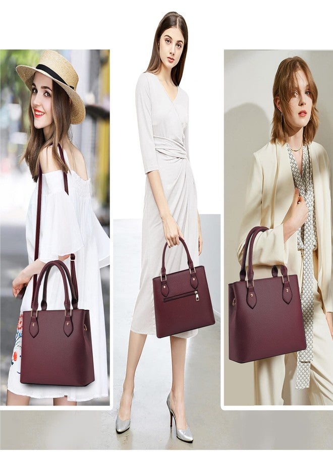 CHICAROUSAL Purses and Handbags for Women Leather Crossbody Bags Women's Tote Shoulder Bag (Burgundy cc) - Image 4